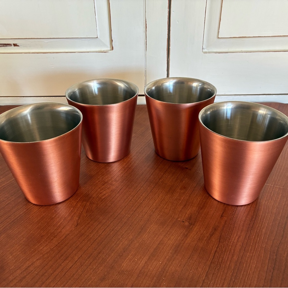 Weighted Stainless Steal and Copper 15oz Drinking Cups/Tumblers Set of 4